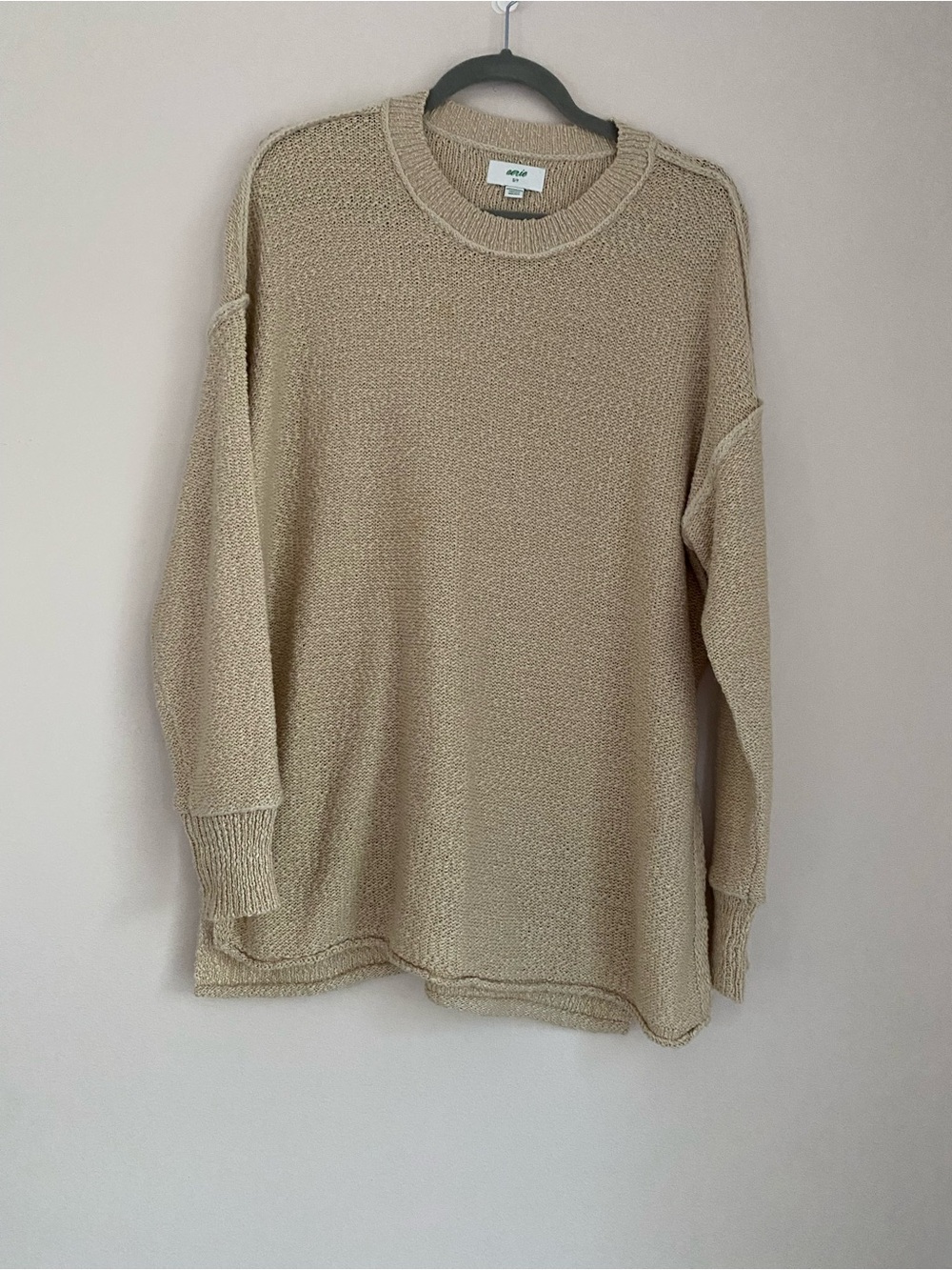 Aerie cottagecore Beachy brown lightweight sweater oversized small